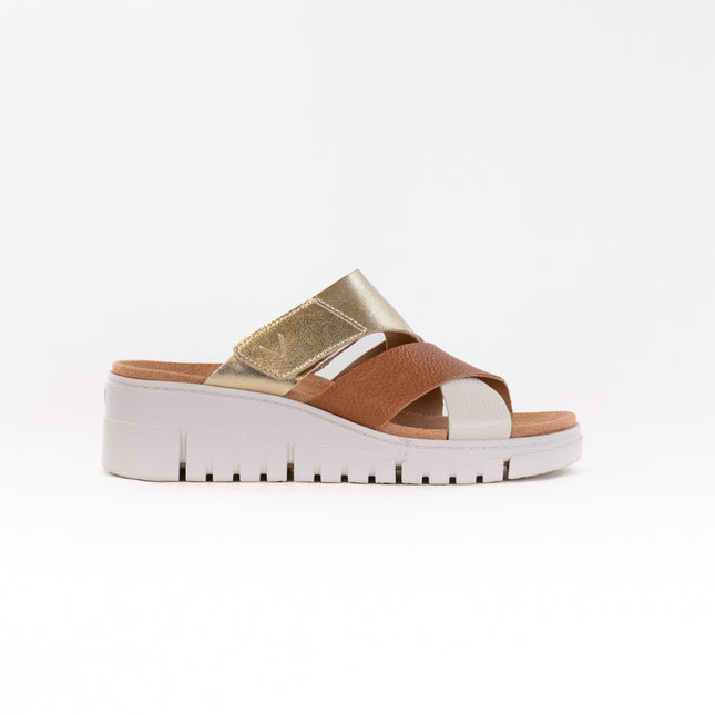Vionic Uptown Sunset Wedge Sandal (Women's) - Metallic Tan/Gold Leather