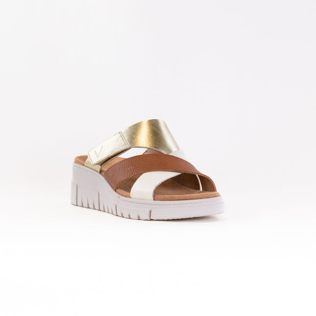 Vionic Uptown Sunset Wedge Sandal (Women's) - Metallic Tan/Gold Leather
