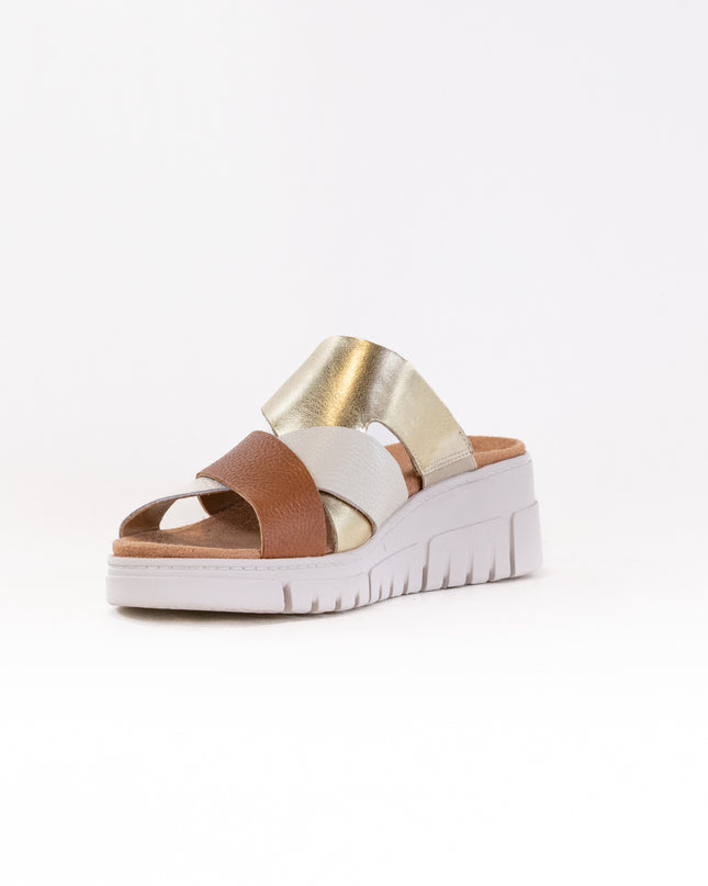Vionic Uptown Sunset Wedge Sandal (Women's) - Metallic Tan/Gold Leather