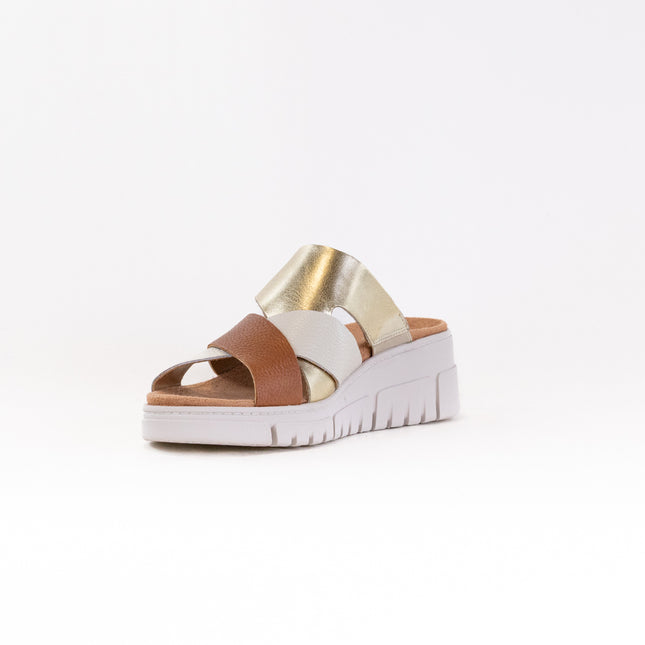 Vionic Uptown Sunset Wedge Sandal (Women's) - Metallic Tan/Gold Leather