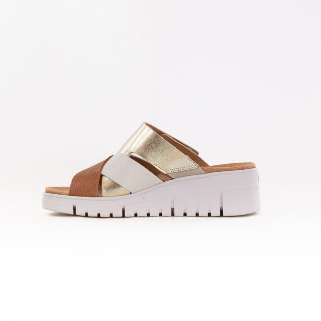 Vionic Uptown Sunset Wedge Sandal (Women's) - Metallic Tan/Gold Leather