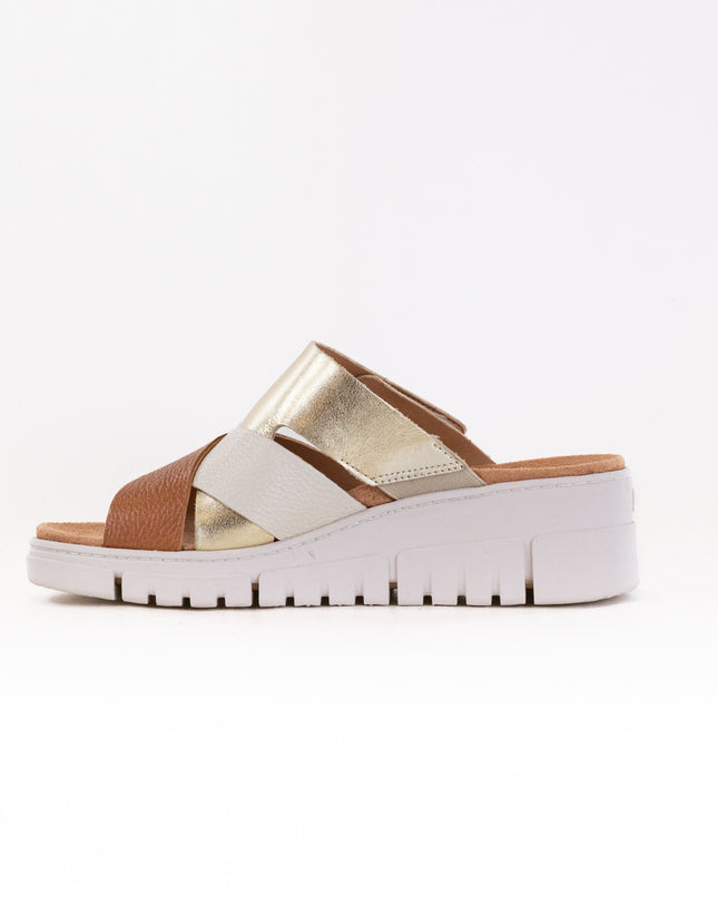 Vionic Uptown Sunset Wedge Sandal (Women's) - Metallic Tan/Gold Leather