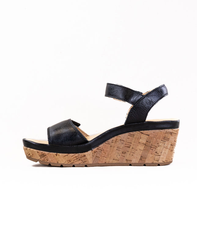 Samuel Hubbard Portola Two Trap Wedge Sandal (Women's) - Black Leather