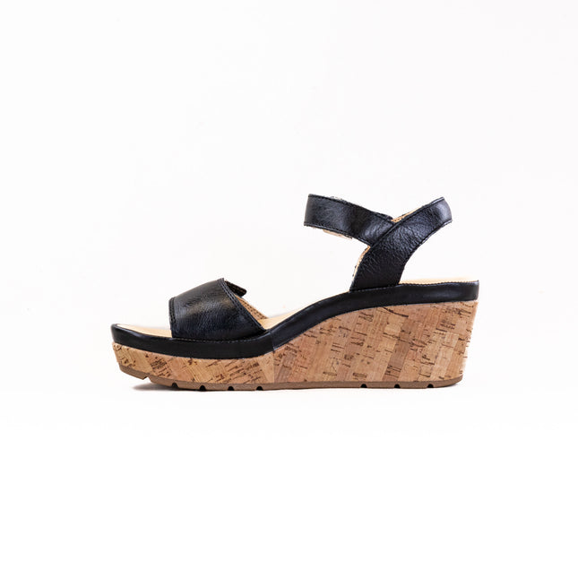 Samuel Hubbard Portola Two Trap Wedge Sandal (Women's) - Black Leather