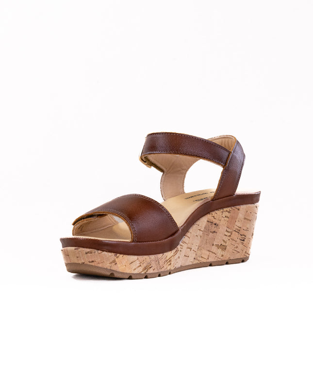 Samuel Hubbard Portola Two Trap Wedge Sandal (Women's) - Cognac Leather