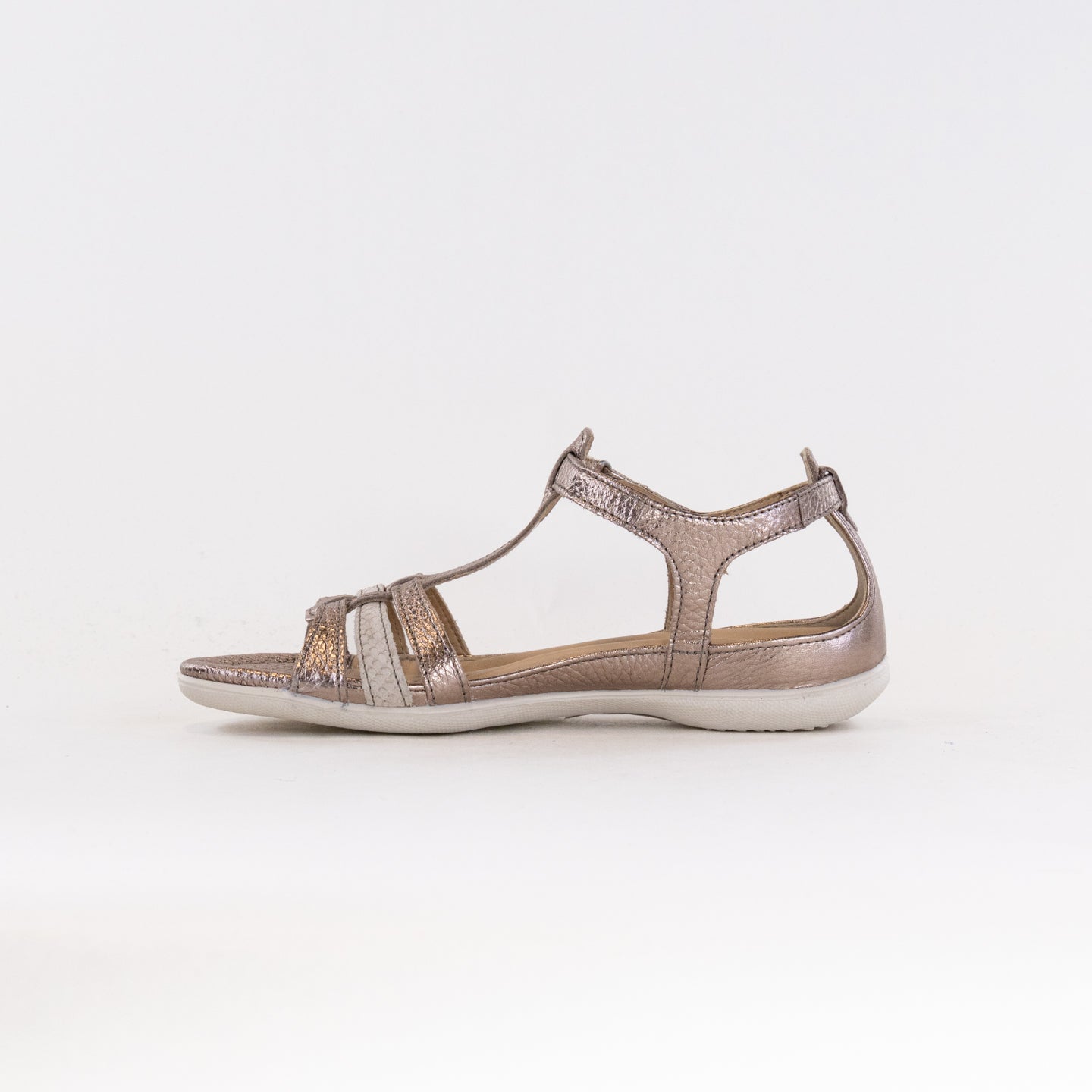 Ecco Flash T-Strap Sandal (Women's) - Warm Grey Mettallic/Moon Rock