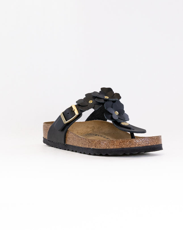 Birkenstock Gizeh Flower (Women's) - Black Leather