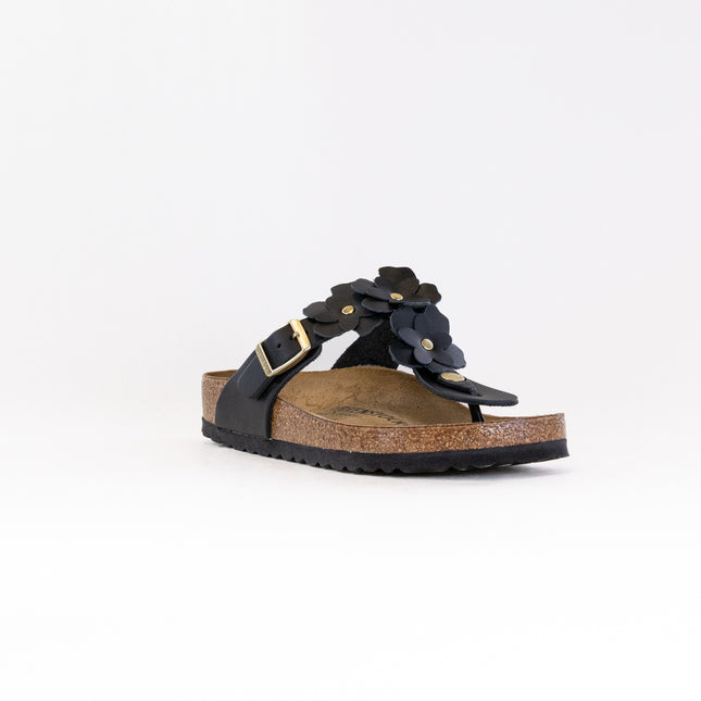 Birkenstock Gizeh Flower (Women's) - Black Leather