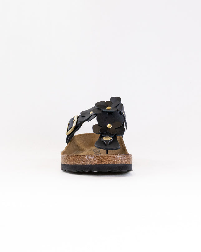 Birkenstock Gizeh Flower (Women's) - Black Leather