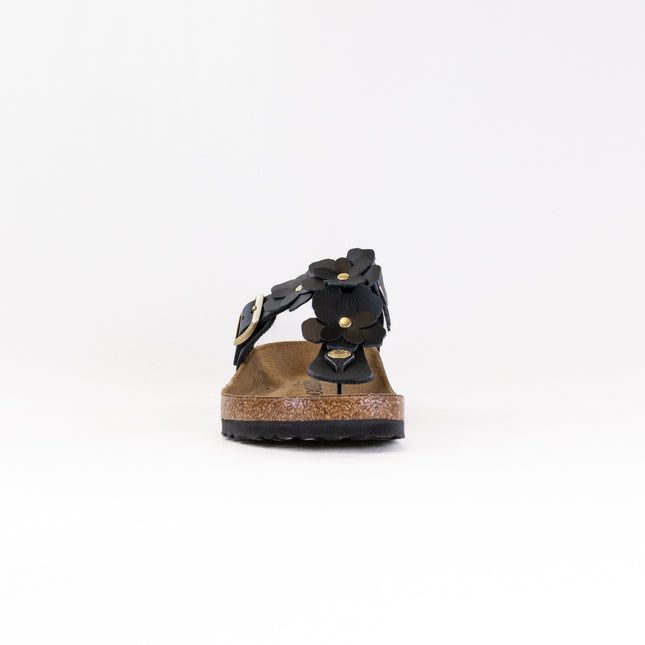 Birkenstock Gizeh Flower (Women's) - Black Leather