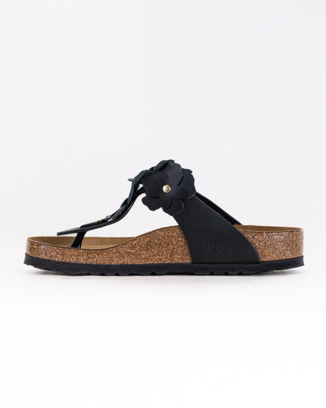 Birkenstock Gizeh Flower (Women's) - Black Leather
