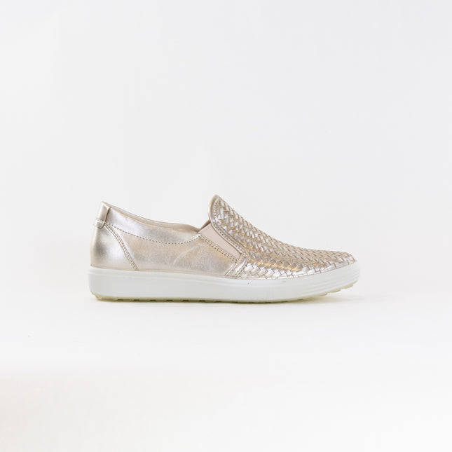 Ecco Soft 7 Woven Slip-on 2.0 (Women's) - Pure White Gold