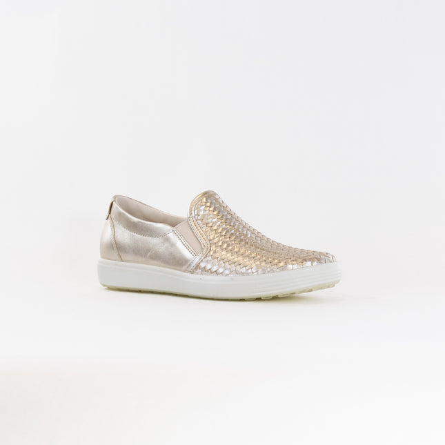 Ecco Soft 7 Woven Slip-on 2.0 (Women's) - Pure White Gold