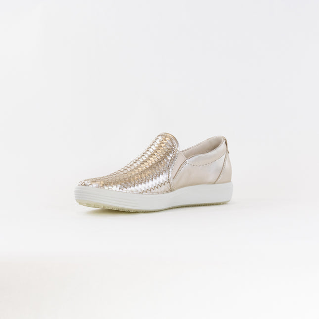 Ecco Soft 7 Woven Slip-on 2.0 (Women's) - Pure White Gold