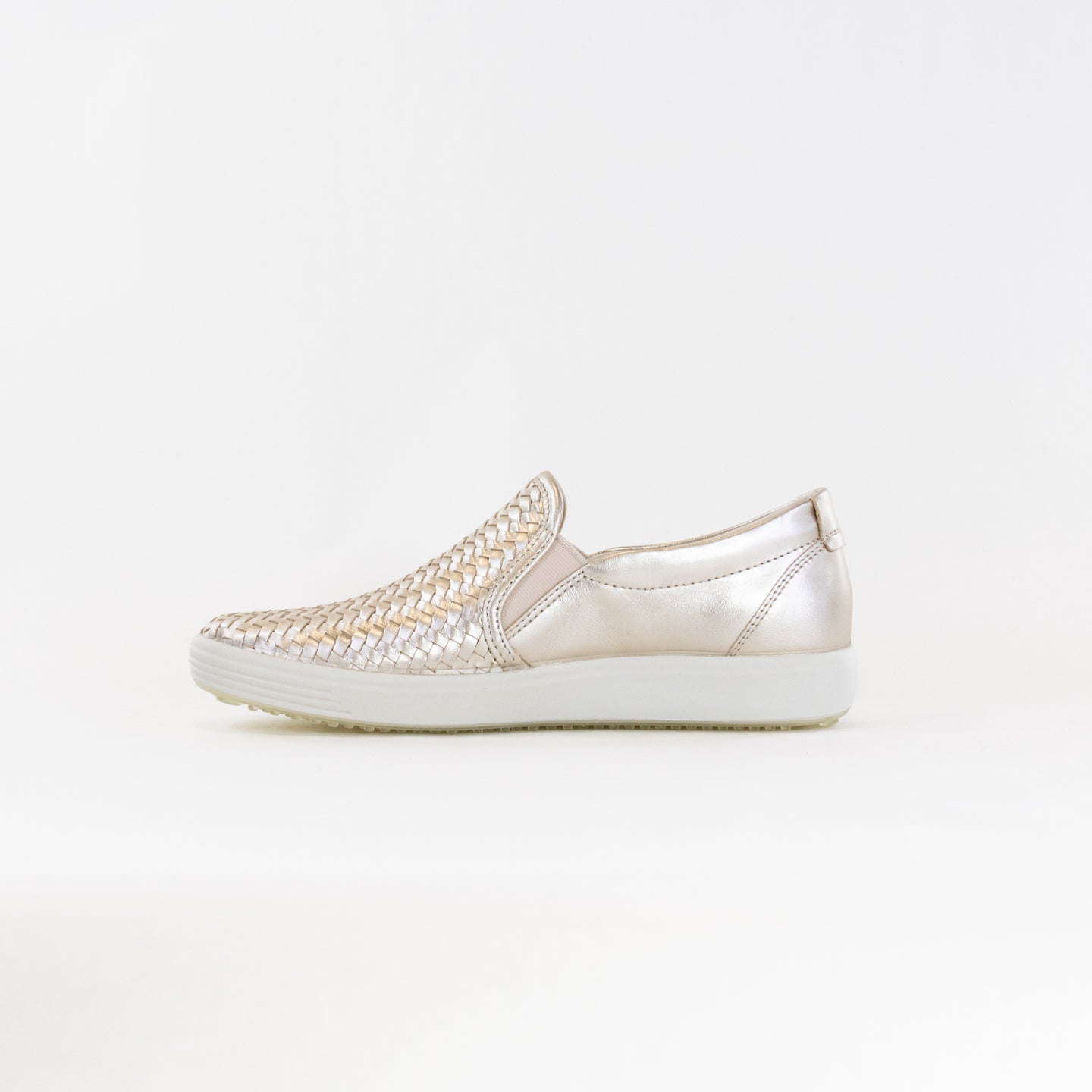 Ecco Soft 7 Woven Slip on 2.0 Women s Pure White Gold Chiappetta Shoes