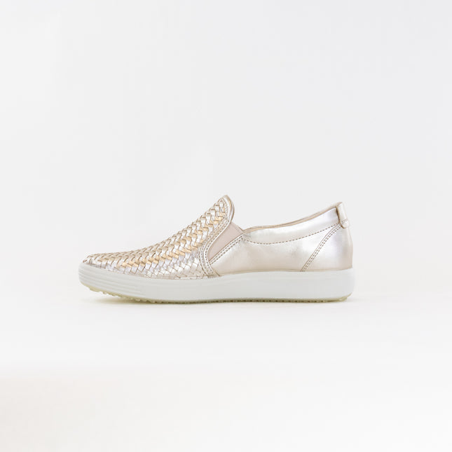 Ecco Soft 7 Woven Slip-on 2.0 (Women's) - Pure White Gold