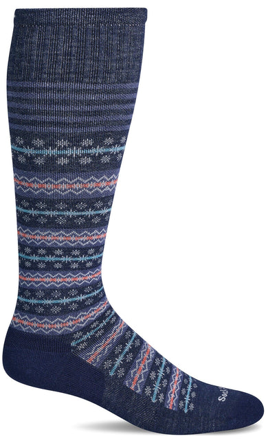 Women's Mini Fairisle | Moderate Graduated Compression Socks - Navy
