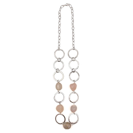 ANJU Silver-Plated Long Necklace with Chalcedony Stones