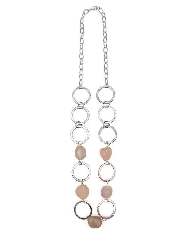 ANJU Silver-Plated Long Necklace with Chalcedony Stones