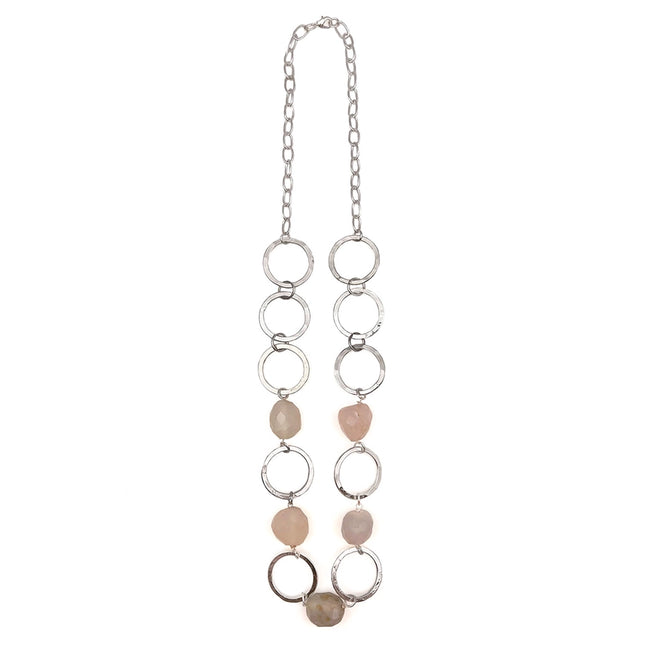 ANJU Silver-Plated Long Necklace with Chalcedony Stones