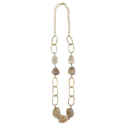 ANJU Gold-Plated Long Necklace with Golden Rutile Stones