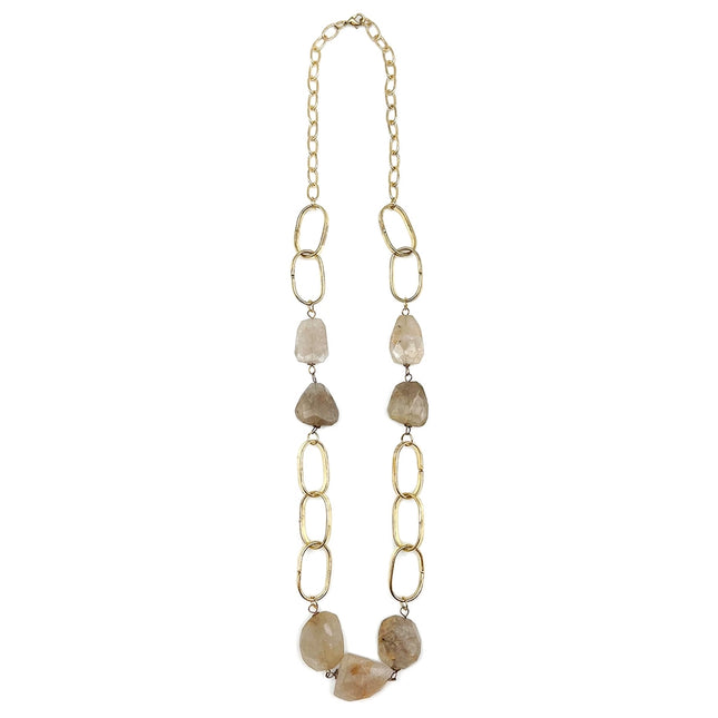 ANJU Gold-Plated Long Necklace with Golden Rutile Stones