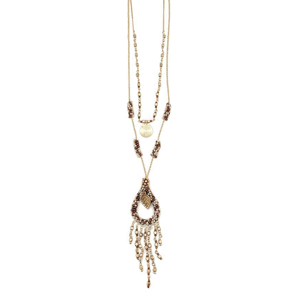 ANJU Sachi Coffee & Cream Collection Necklace - Beaded Teardrop