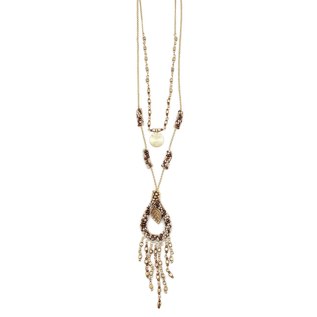 ANJU Sachi Coffee & Cream Collection Necklace - Beaded Teardrop