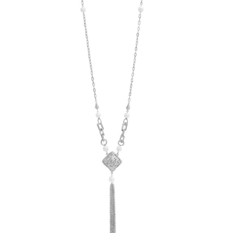 Long silver y-necklace