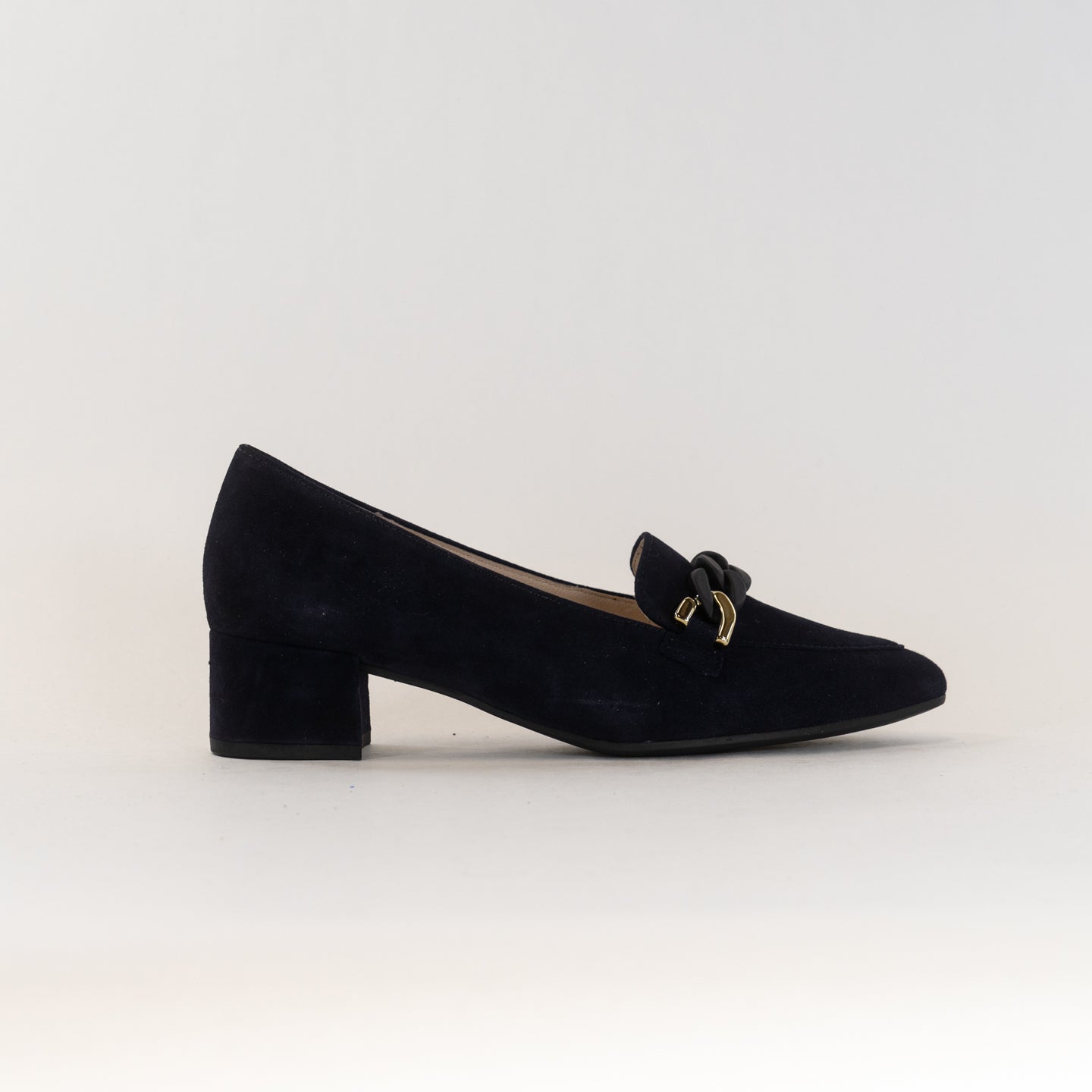 Gabor - Women's Navy Hoolie Heeled Leather Loafers Gabor - Women's Navy Hoolie Heeled Leather Loafers