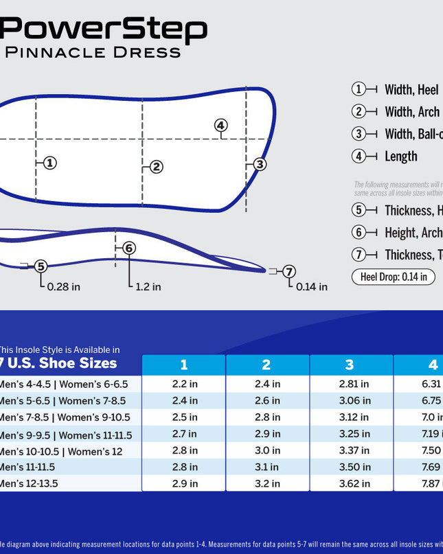Powerstep Pinnacle Dress 3/4 Insole