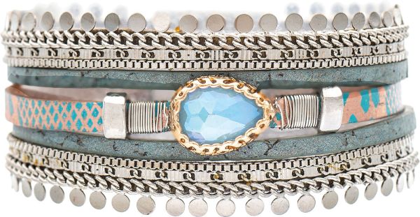 Silver Grey Blue Sparkle Gem Magnetic Bracelet