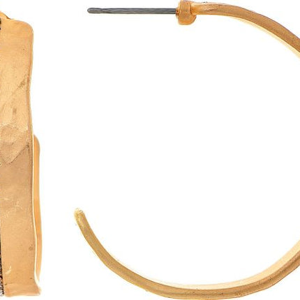 Matte Gold Crystal Stripe Hoop Earring