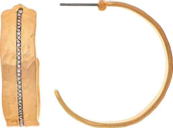 Matte Gold Crystal Stripe Hoop Earring