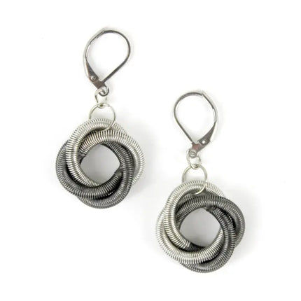 Sea Lily Silver and Slate Twisted Loop Dangle Earrings