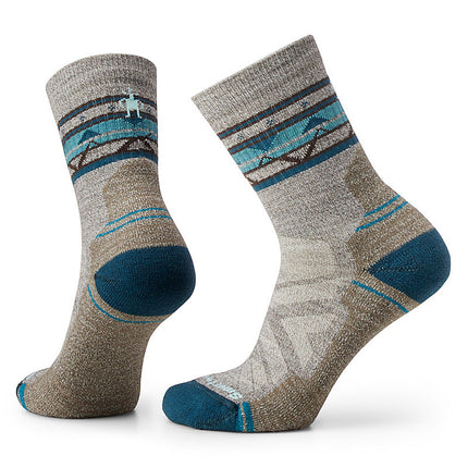 Women's Hike Light Cushion Zig Zag Valley Mid Crew Socks - Taupe/Natural Marl