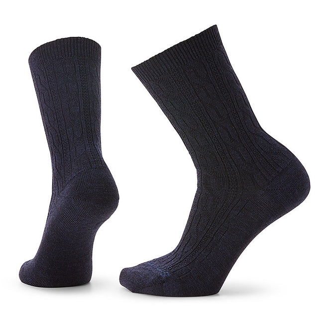 SMARTWOOL EVERYDAY CABLE CREW SOCKS - (UNISEX) - NAVY, CHALK VIOLET & BLACK