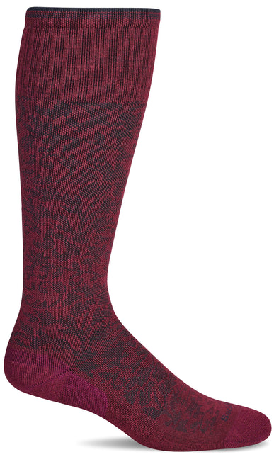 Women's Damask | Moderate Graduated Compression Socks - Cranberry