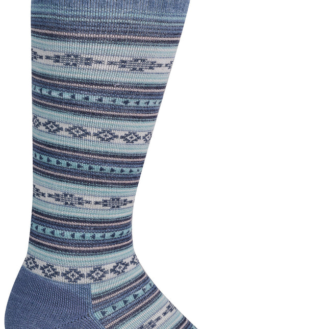 Sockwell Women’s Southwest Stripe Knee High | Firm Graduated Compression Socks - Bluestone