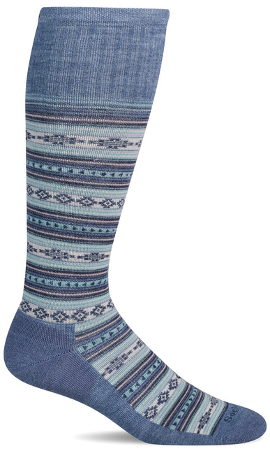 Sockwell Women’s Southwest Stripe Knee High | Firm Graduated Compression Socks - Bluestone