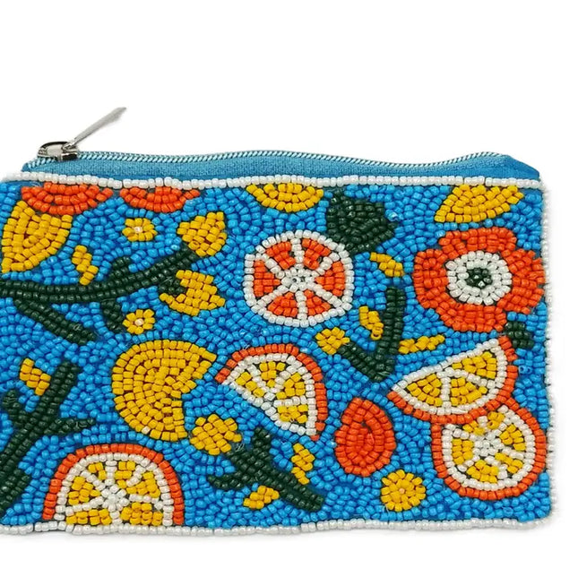 Ladies Fully Beaded Tangerines Themed Coin Purse