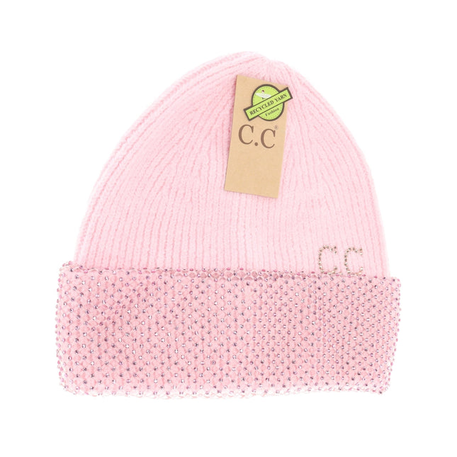 C.C Beanie Rhinestone Net Cuff Beanie