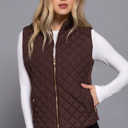 42 POPS Suede Piping Rib Quilted Vest