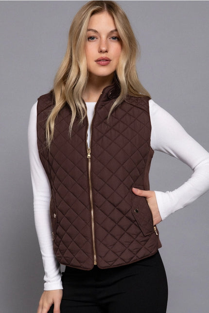 42 POPS Suede Piping Rib Quilted Vest