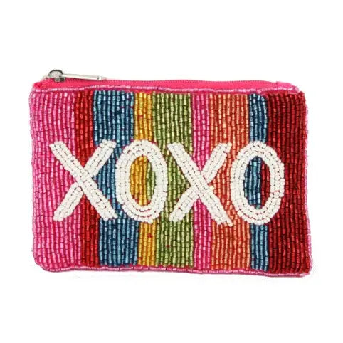 Ladies Xoxo Fully Beaded Coin Purse