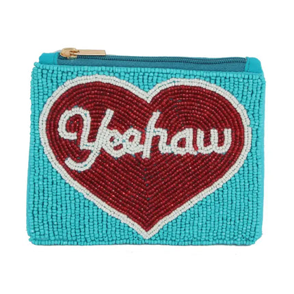 Ladies Fully Beaded Yeehaw Theme Coin Purse