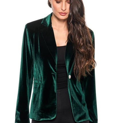 ADORE Emerald Velvet Blazer – Jewel-Toned Sophistication