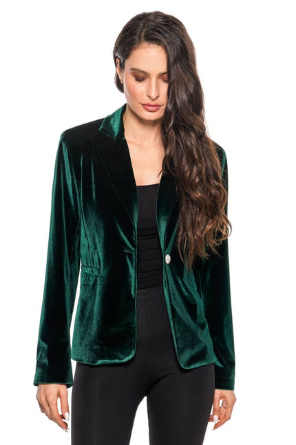 ADORE Emerald Velvet Blazer – Jewel-Toned Sophistication
