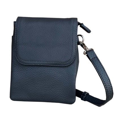 ROMA Cowhide Leather Mini Crossbody Shoulder Bag - Black