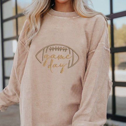 LOVESOFT Game Day Embroidered Corduroy Sweatshirt